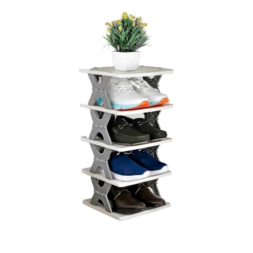 Image of STELITE Premium Shoe Rack, Stackable Storage Organizer for Bedroom entryway, Adjustable Rack, Slots Shelf,Tower Rack Shoes Home Portable Slippers Shelf Organiser (5 Layer)