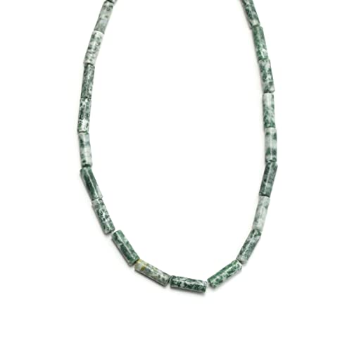 Perles de Tube en Pierre naturelle cylindre 4x13mm Green Spot Stone perles d’entretoise perles de pierres précieuses en Quartz pour la fabrication de bijoux...