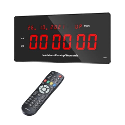 Gym Timer Interval Workout Clock for Home Garage Ultra-Clear 2" LED Digit with Remote 14.17"x 6.18" Count Down/Up Fitness Timer 