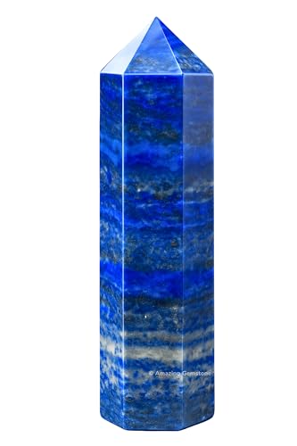 Image of Amazing Gemstone Large Lapis Lazuli Crystal Towers ~ Natural Healing Crystal Point Obelisk for Reiki Healing and Crystal Grid (5.5 to 6 INCH)