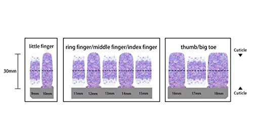 Socolate 22Pcs(20+2 Trail Samples) Double Ended Adheasive Art Decals Sticker Transparent Color With Purple Giltter Nail Polish Strips ,Nail Wraps, Zy015 Lakeside #TOP1