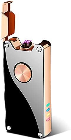 Encendedor de arco eléctrico a prueba de viento, encendedor de plasma de doble arco recargable por USB con indicador de batería para cigarrillos,