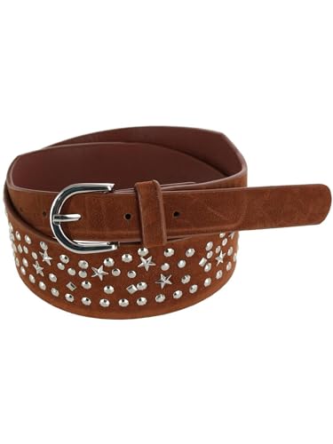 CTM Women's Star Sequin Faux Suede Belt4