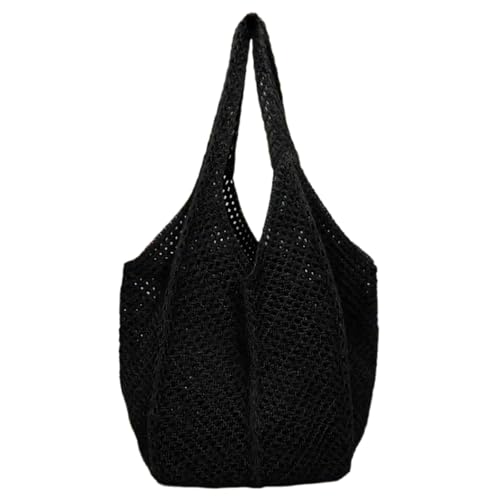 [Psdndeww] Bolso de hombro único y estético para mujer, bolso de compras informal, playa, etc, negro