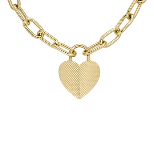 Image of Fossil Women's Gold-Tone Stainless Steel Pendant Chain Necklace for Women
