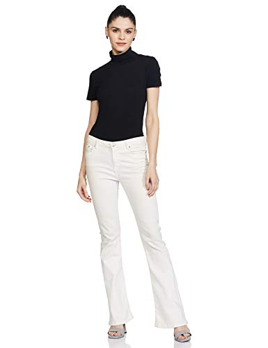 Image of Marks & Spencer Womens Solid Cotton Blend Turtle Neck Fitted T Shirt
