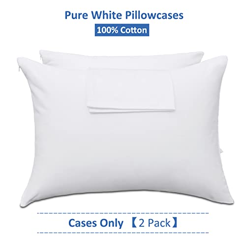 Precoco White Pillow Cases Standard Size Set Of 2-100% Cotton Cozy & Soft Pillow Protectors With Zipper Hidden 600 Thread Count Cooling Pillowcases Covers For Hair And Skin,20X26 Inches #TOP1