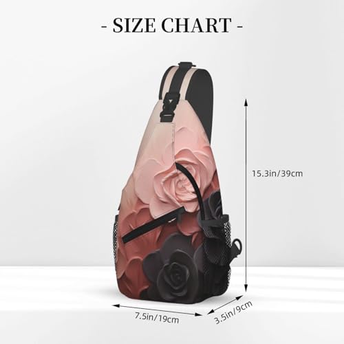Bolso tipo Sling mochila bandolera negro con flores miniatura 2