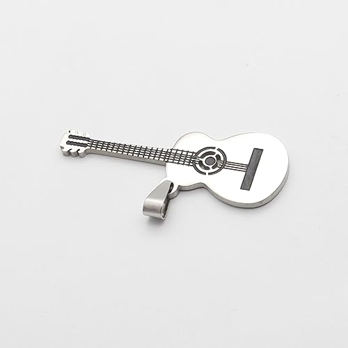 Punk Rock Stainless Steel Music Guitar Pendant Necklace2