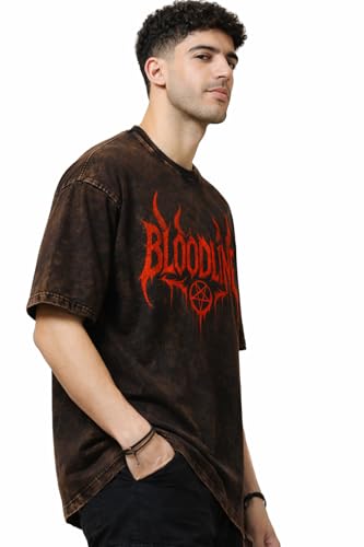 Image of boffi ... 100% Cotton Oversized T-Shirt Unisex Drop Shoulder Dye Washed Street Look Black Pack of 1