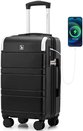 OIWAS Expandable Carry On Luggage with USB Charging Port, Airline...