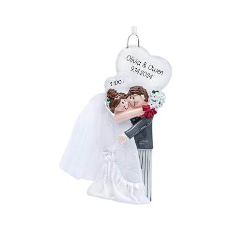 UniqXmas Personalized Our First Christmas Married Ornament 2024 | Customized I Do Wedding Couple for Xmas Tree | Just Married Newlywed Bride & Groom 1st Year of Marriage Keepsake | Custom Name & Year Cover