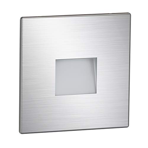ledscom.de Lampada LED per scale/apparecchio da incasso a parete FOW per interni ed esterni, downlight, angolare, acciaio inox, 85 x 85 mm, bianco freddo