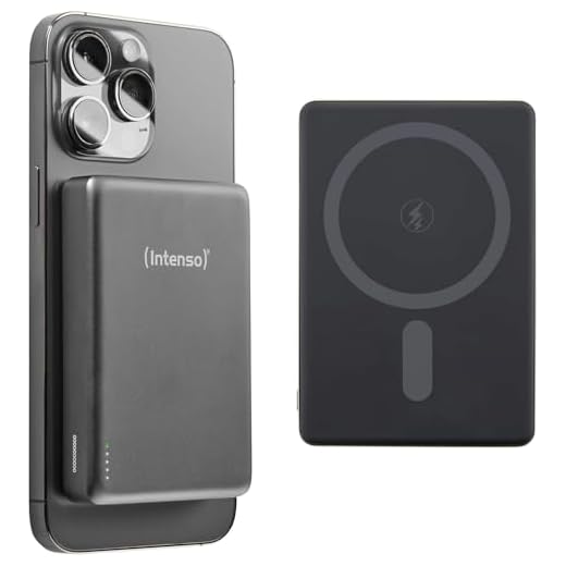 Intenso MW10000 Magnetische Powerbank 10000 mAh – MagSafe kompatibel, Wireless Charging 15W, USB-C PD 20W, Für iPhone & Android – Geprüft in Deutschland – Grau