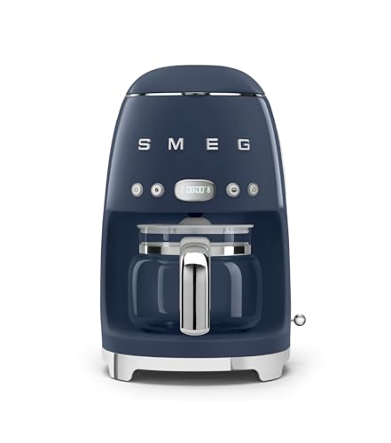 Smeg, DCF02NBEU, Filter-Kaffeemaschine, Aroma und Autostart-Funktion, Glaskaraffe bis 12 Tassen, 2 Intensitätsniveaus, Warmhaltefunktion, 1050W, Navy Blue