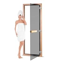 Suleno® Hochwertige Saunatür mit Zarge | Komplettset | 70 x 190 cm | Robuste Konstruktion | Inklusive Holzgriff - Demmelhuber (Anthrazit)