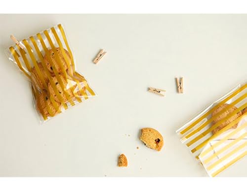 Dailylike Dailylike Transparente Kunststoffumschläge Gold Streifen 10 x 16 cm. 10 Stück.