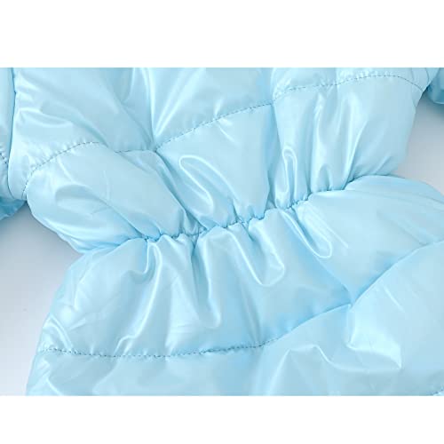 Girls Winter Coats Hooded Sherpa Lined Lightweight Jacket Thick Warm Puffy Cotton Floral Print Jackets Outerwear (Light blue, 6-7 Years)3