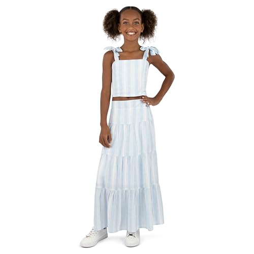 Image of Speechless Girls' Sleeveless Cropped Top and Maxi Tiered Skirt Set