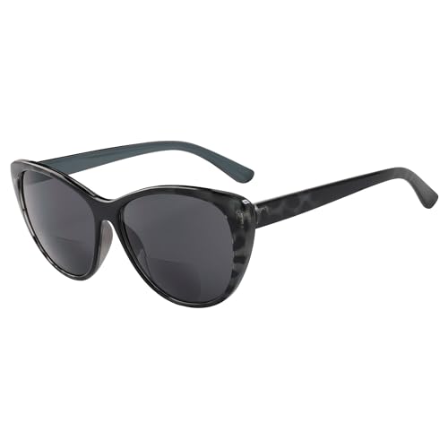 Image of Eyekepper Cat-Eye Style Womens Bifocal Sunglasses - Black /Tortoise +3.50