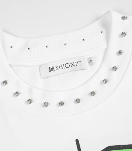 Men's Oversized T-Shirt, Crew Neck Short Sleeve Graphic Printed Tee for Men, Rhinestone Embellished Baggy Cropped T-Shirts3