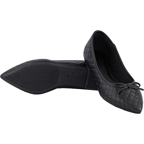 Sapatilha Feminina Matelassê Confortável Bico Fino Rasteira preto35