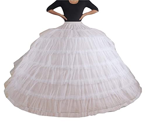 Women's Tulle Petticoat Underskirt Crinoline Wedding Dress 6 Hoop White for Bridal Dress