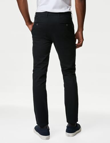 Image of Marks & Spencer Mens Solid Mid Rise Slim Fit Chinos