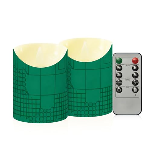 Bougies pilier sans flamme led vacillantes vertes lot de 2 pour décoration église et table