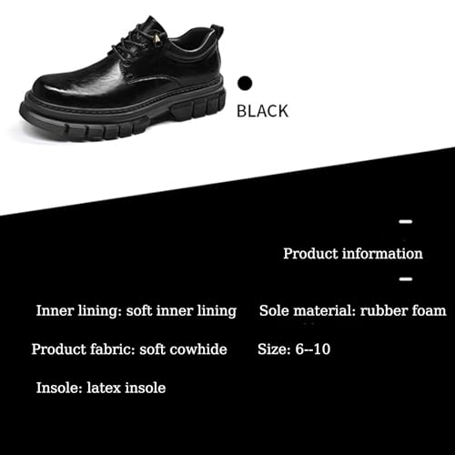 Men's Leather Chunky Platform Oxford Shoes Classic Round Toe Lug Sole Non-Slip Business Work Dress Shoes Walking and Driving Lace-Up Casual Shoes2