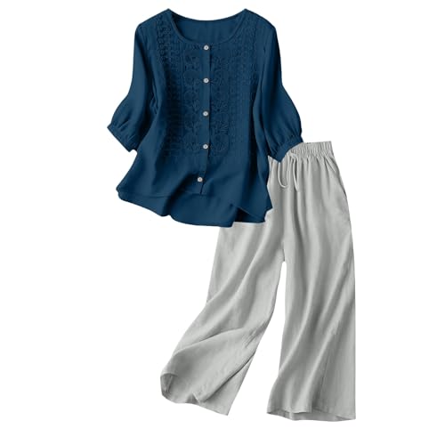 Pantalon large élastique et chemise brodée contre la chaleur