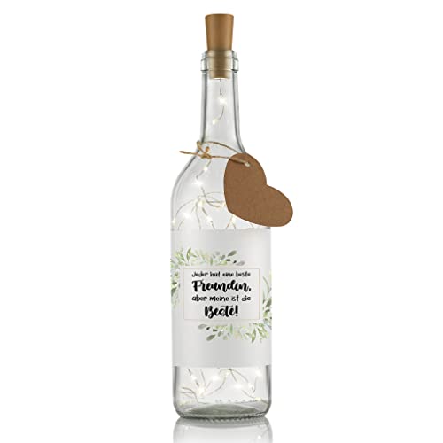 LIEBTASTISCH Flaschenlicht mit Spruch -Jeder hat eine beste Freundin -...