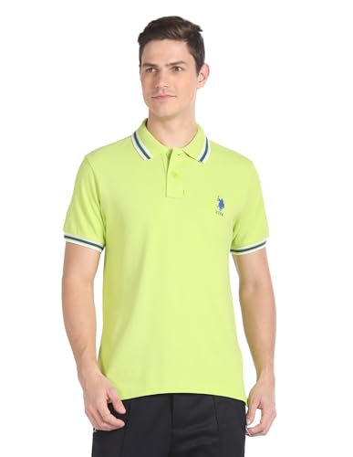 Image of U.S. Polo ASSN. Solid Slim Fit Polo T Shirts for Men - 100% Cotton, Half Sleeves Mens Tshirt