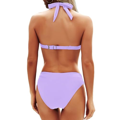 Maillot de bain push-up rembourré violet anti-complexes