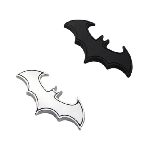 3D Batman insignia Pegatina, 2 Piece Pegatina Logo Batman para Coche y Moto, 3d negro bate de Batman de acero inoxidable insignia emblema adhesivo para coche.