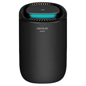 Cecotec Deshumidificador Eléctrico Silencioso BigDry 2000 Light Black. 23W, Bajo Consumo, 300 ml/día, Depósito extraíble de 0,6 litros, Cobertura hasta 20m2, Negro
