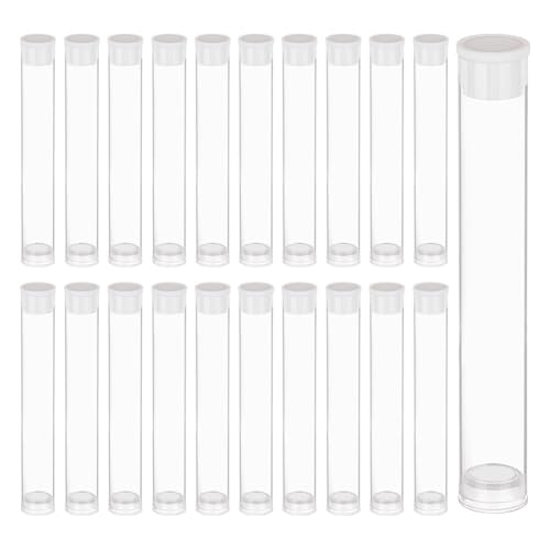 Image of AHANDMAKER 100 pcs PVC Plastic Tube Storage Tube Bead Containers with lid, Transparent Storage Test Tubes for Sample, Toothpicks Bead Craft Supply Storage (3.17 x 0.43 inch)