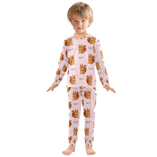 senya Cute Squirrel Happy Pajamas Set Long Sleeve Soft Cotton Sleepwear 2 Piece3