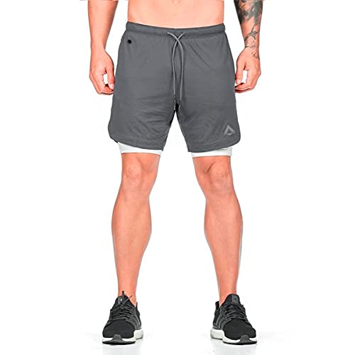 Shorts Masculino DryFit Térmico Academia e Corrida Under Comfort 2-in-1 Alasca (Cinza, XG)