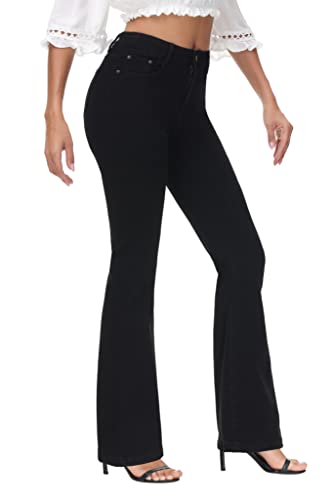 Ttfifeng Flare Jeans For Women, Women's High Waist Stretch Bell Bottom Jeans Black Flare Bootcut Denim Jeans Pants，Black 01 #TOP7