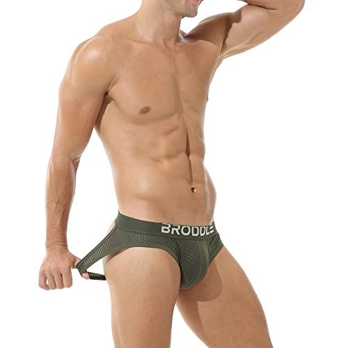 Broddle Men's Mesh Padded Pouch Athelic Supporters Breathable Jockstrap Elastic Waistband Low Rise #TOP4