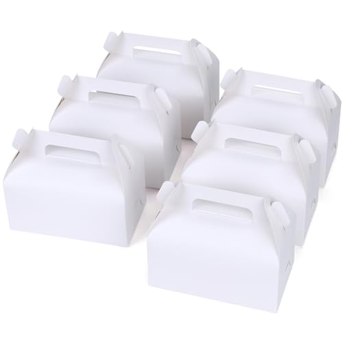 GXFCING Lot de 30 Boîtes Cadeau Carton Blanche pour les Fêtes, Boîte a Gateaux en Carton 16,3 x 9,3 x 8 cm avec Poignée et Pliables, Emballage Bonbon et...