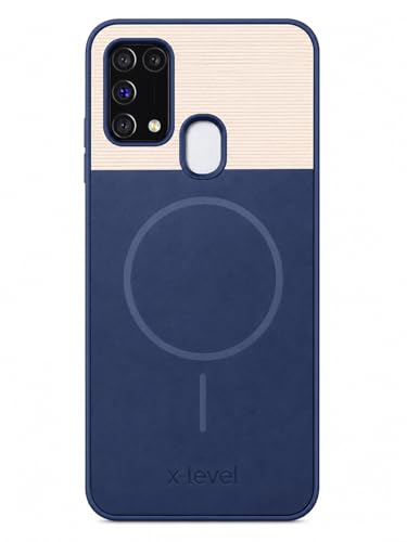 Image of Bintage Mac Safe Design Hard Slim Back Case | Soft Border Camera Protect | Dual PU Leather Finish Back Cover Compatible for Samsung Galaxy M31 4G - Royal Blue