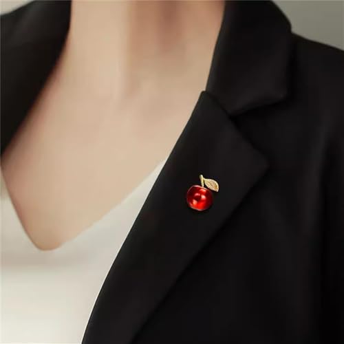 Image of Red Apple Fruit Little Brooch Rhinestone Crystal Lapel Pin for Women Girls Men Cute Dress Accessories Brooches Xmas Festival Ornament Christmas Eve School Teacher Student Appreciation Award Gift Corsage Pin Jewelry Birthday Graduation