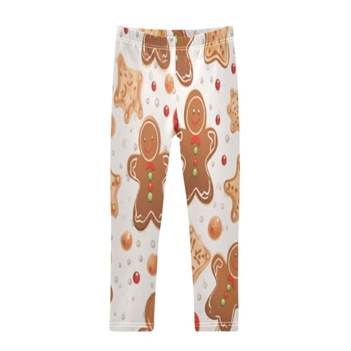 Toddler Girls Leggings Printed Yoga Pants Leggings Christmas Brown Gingerbread Man for Kids