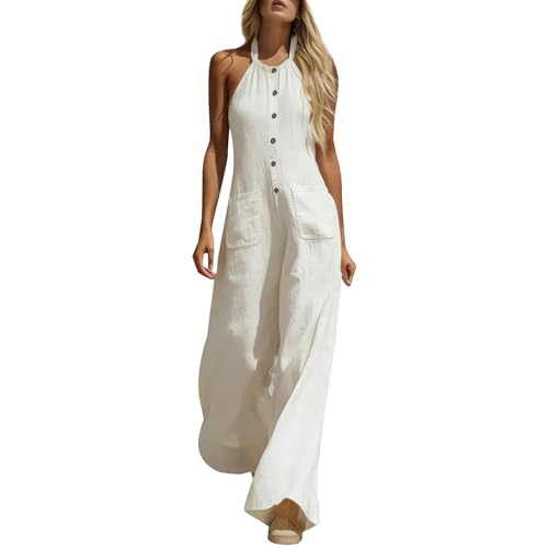 Combinaison jambes larges femme vêtement ample et décontracté uni