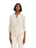 TOM TAILOR Damen 1016190 Bluse mit Streifen, 30351 - Beige Offwhite Vertical Stripe, 34