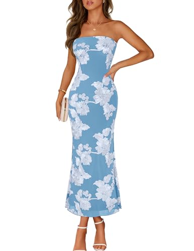 Image of MEROKEETY Women's Summer Floral Wedding Guest Cocktail Maxi Dress