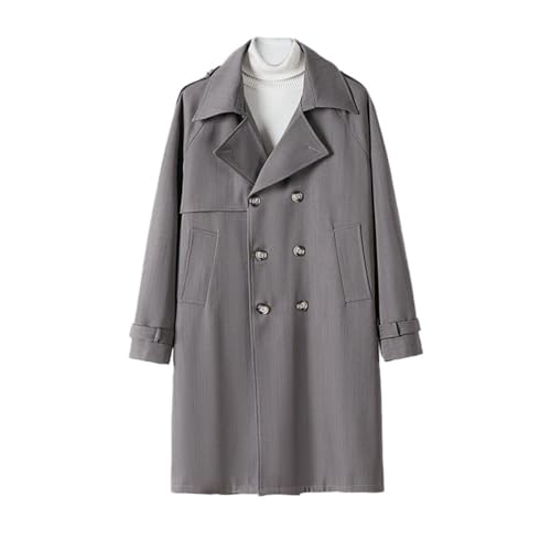 Trench long gris homme XS à double rangée de boutons coupe affaires