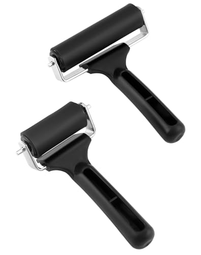 QWORK® Rodillo de goma, rodillo de pegamento, Herramientas de Impresión, Tinta y Estampado, 6 cm+10 cm